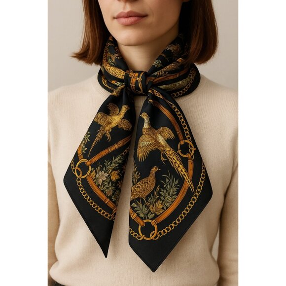 The Specialty House Accessories - Vintage Italian Scarf – Specialty House – Golden Pheasant & Chain Print